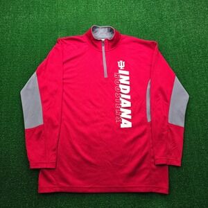 Indiana Hoosiers Quarter Zip Sweatshirt Mens Large Red Pullover NCAA College